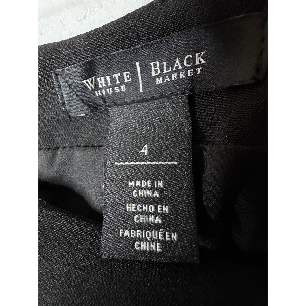White House Black Market Womens 4 Black High Waist Button Pencil Midi Skirt Belt - Picture 8 of 11